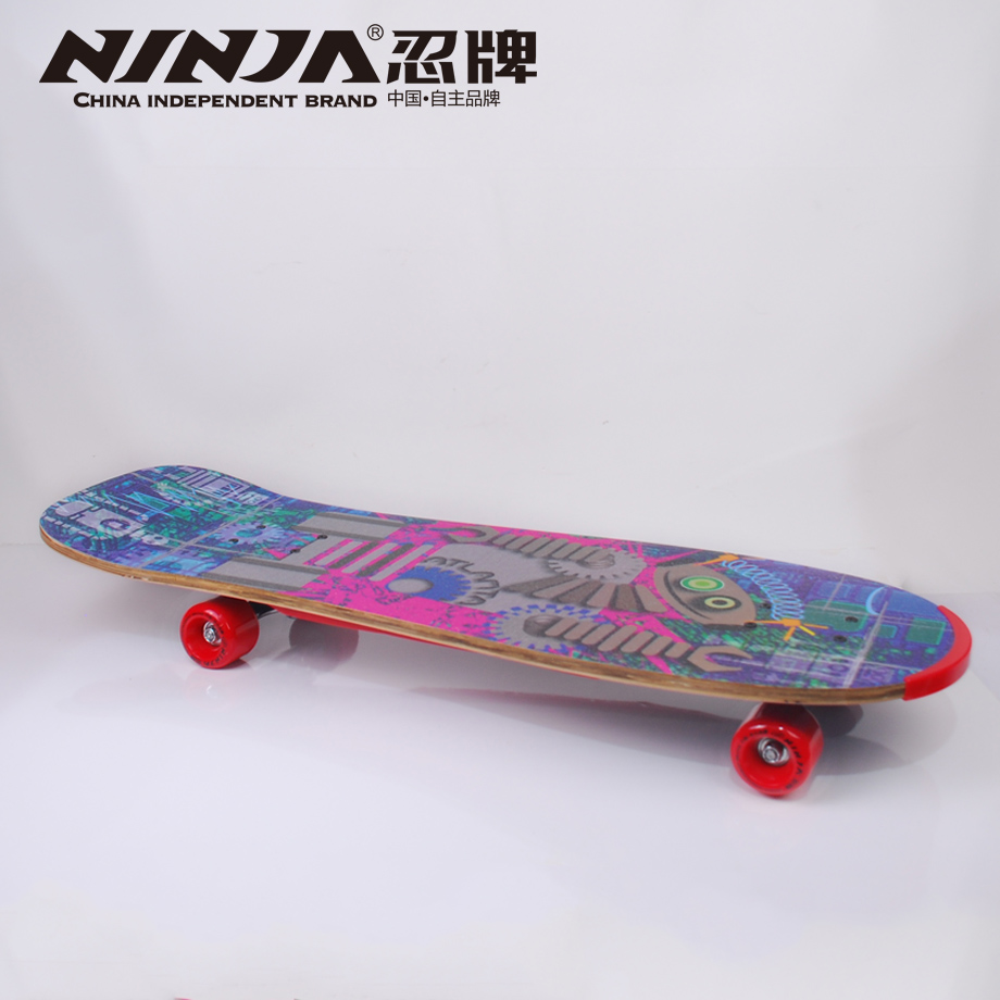 忍牌滑板四輪花樣大頭板單翹板NB824滑板